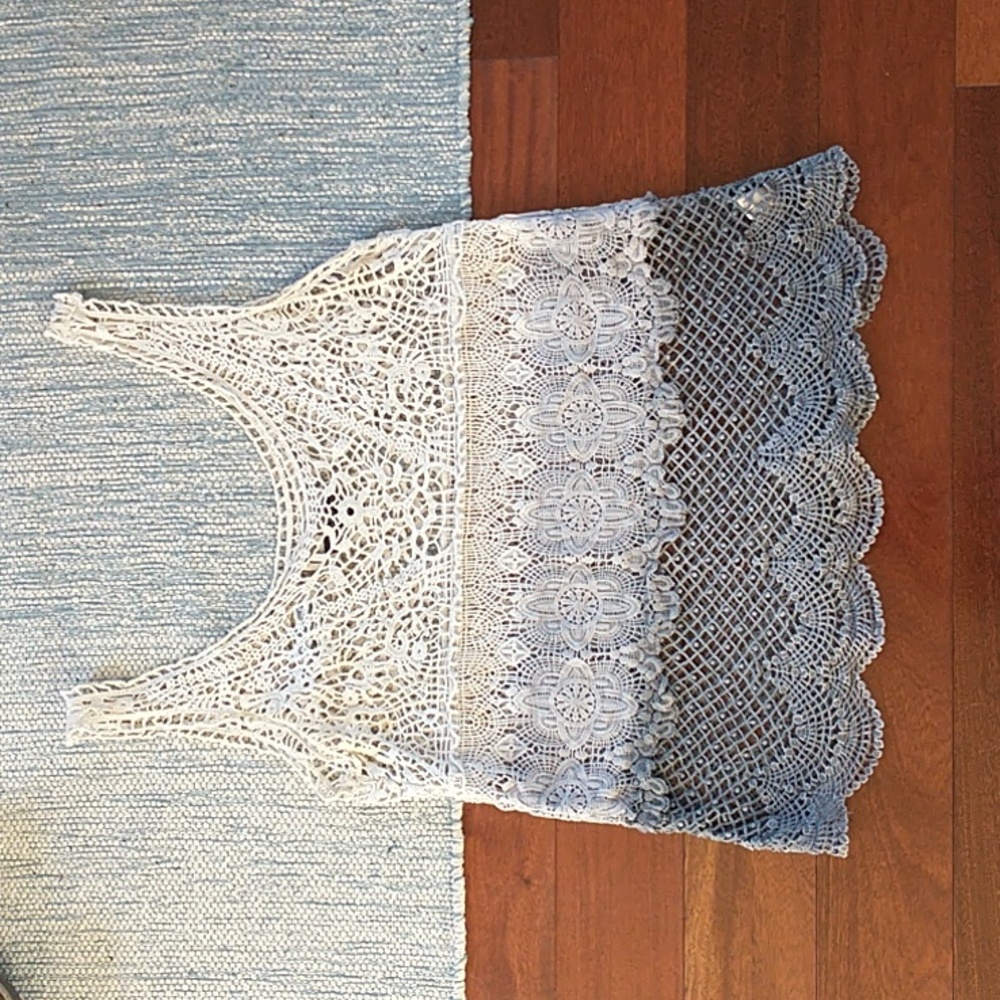 White grey lace tank